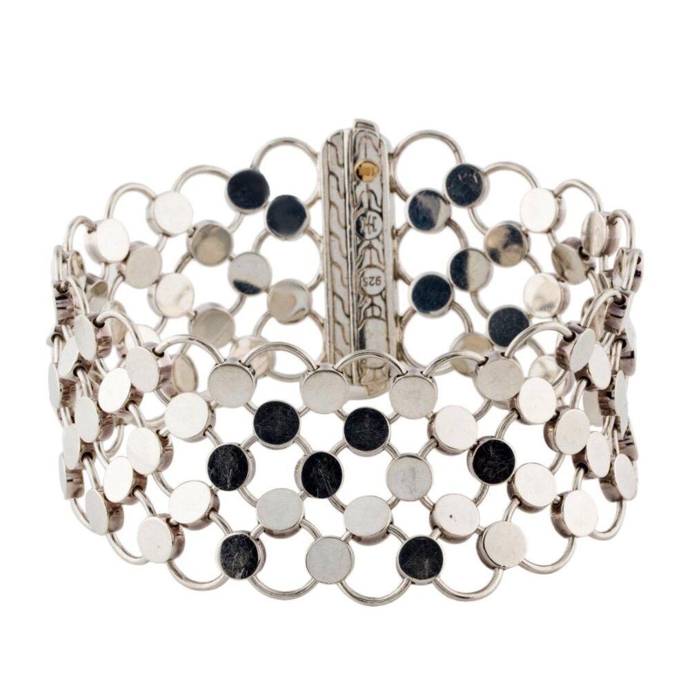 JOHN HARDY TWO-TONE STERLING SILVER & 18K YELLOW GOLD DOT CHAIN MAIL BRACELET
